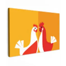 Kippen - Oranje - Vlakken canvas 2cm klein -z3d