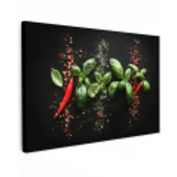 Chilipepers - Basilicum - Blaadjes - Rood canvas 2cm klein -z3d
