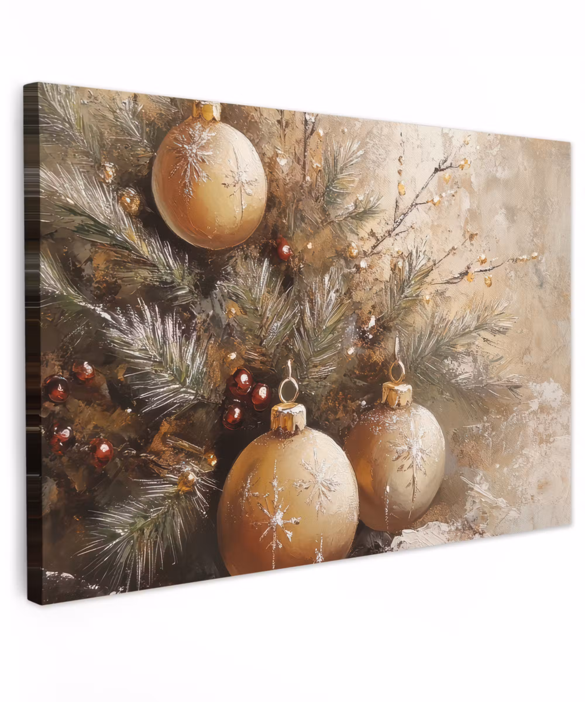 Canvas Print - Christmas - Christmas baubles - Beige - Gold