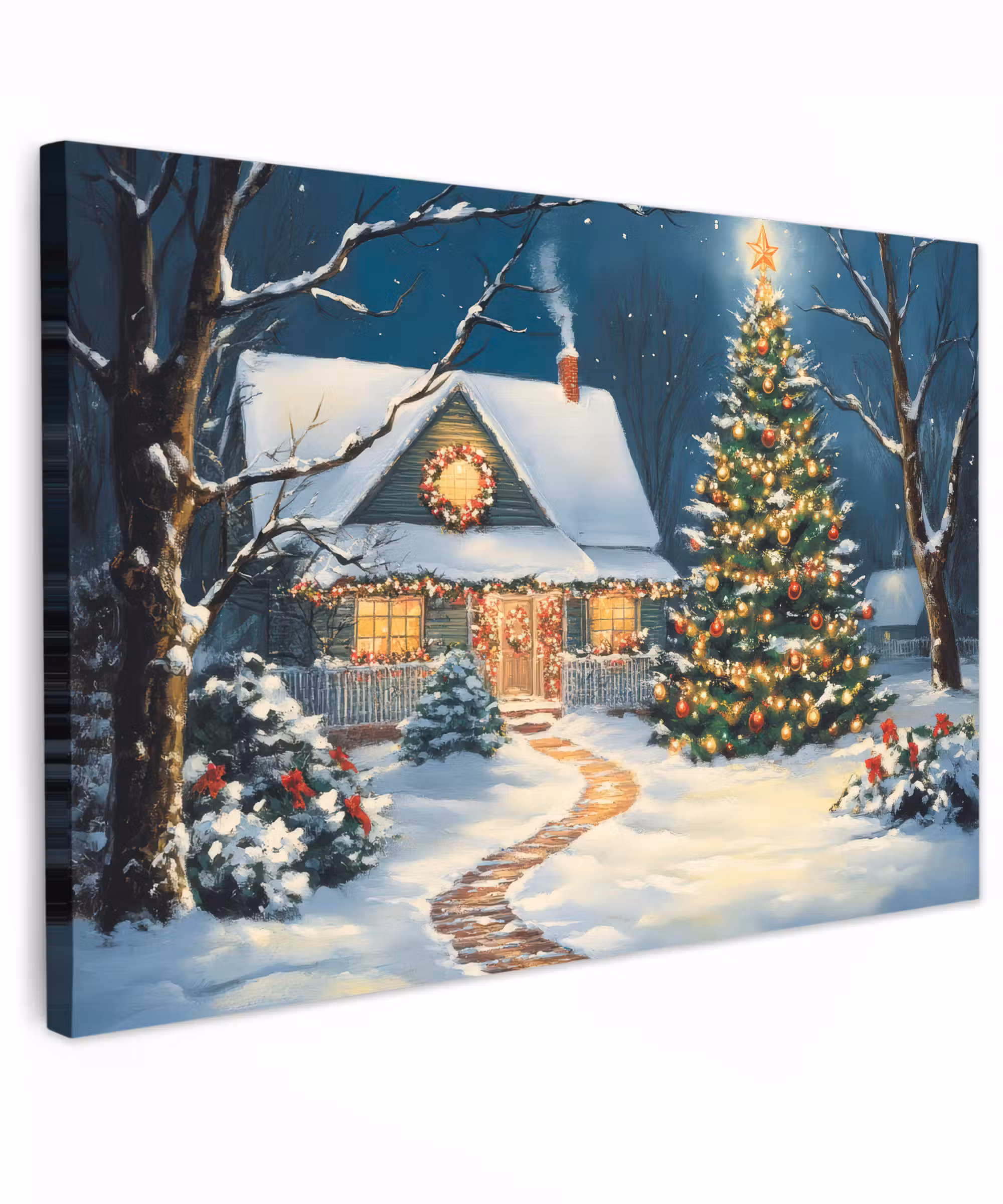 Canvas Print - Christmas - Christmas tree - Winter - House - Snow