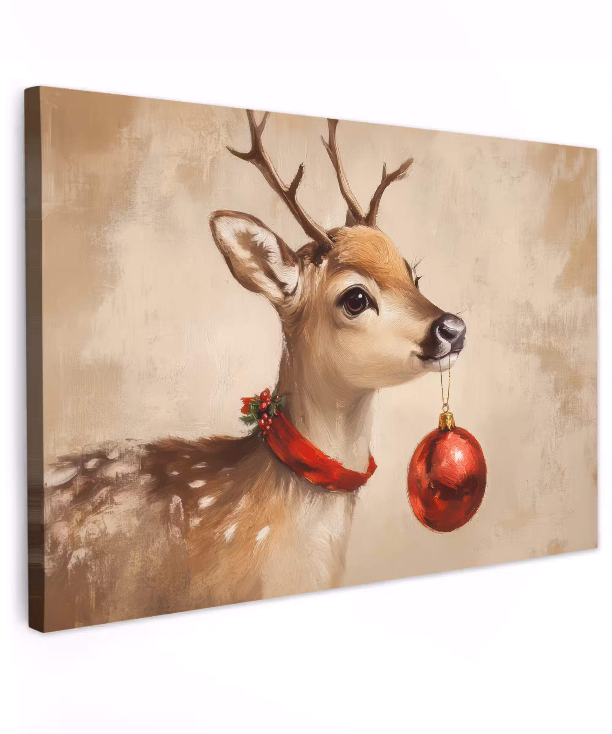 Canvas Print - Christmas - Deer - Antlers - Christmas ball - Reindeer