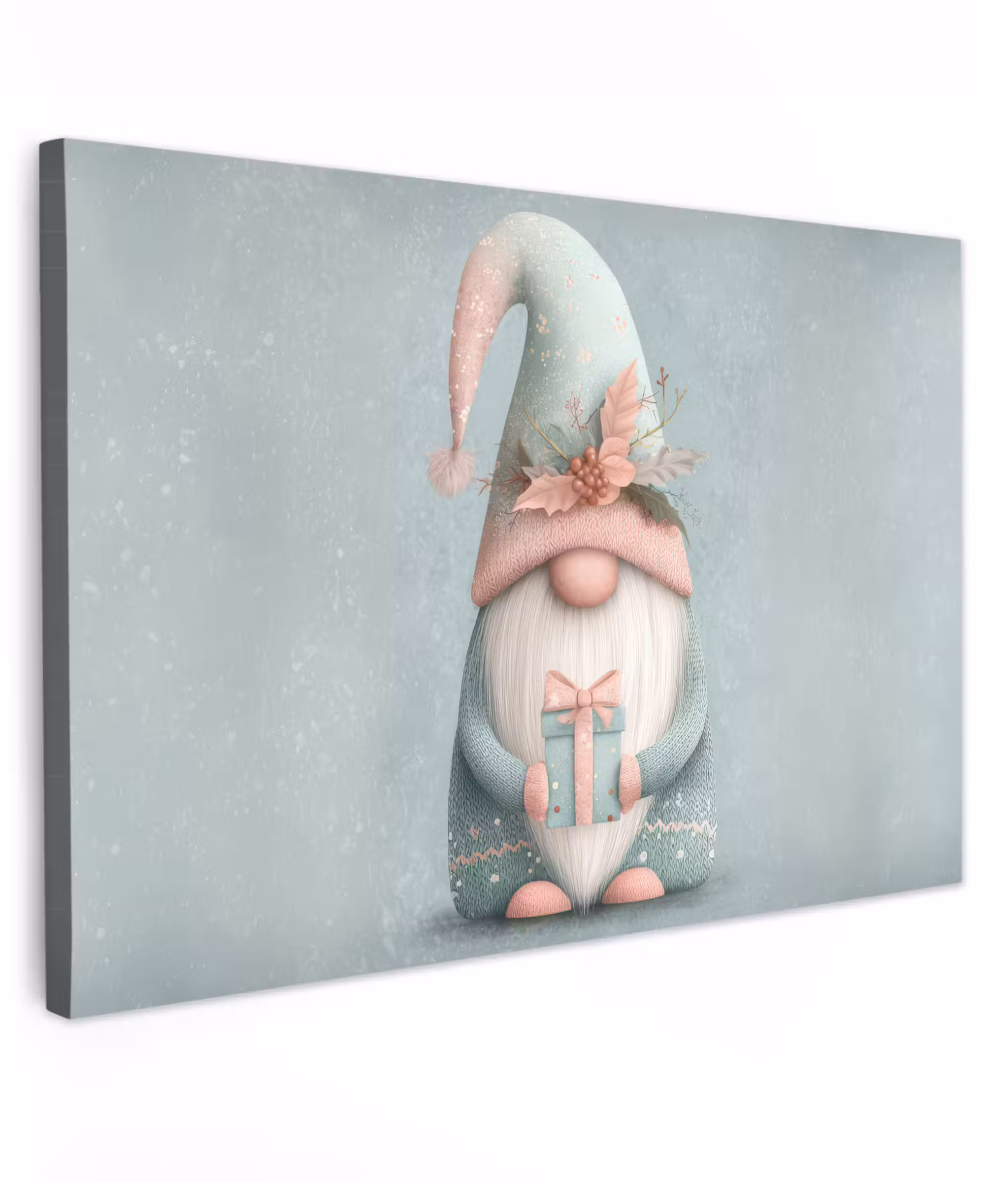 Canvas Print - Christmas gnome - Gift - Green