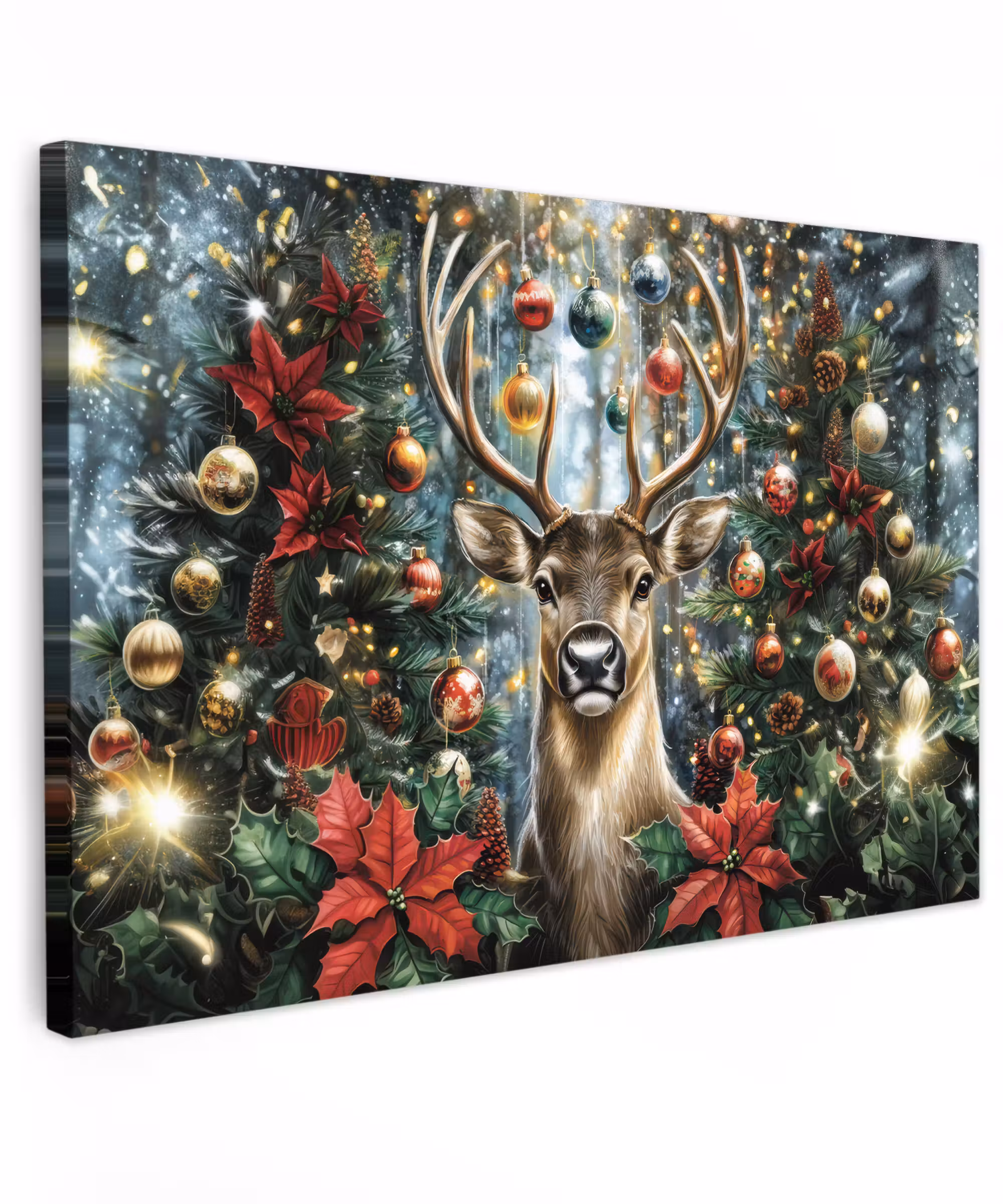 Canvas Print - Christmas party - Pine forest - Red