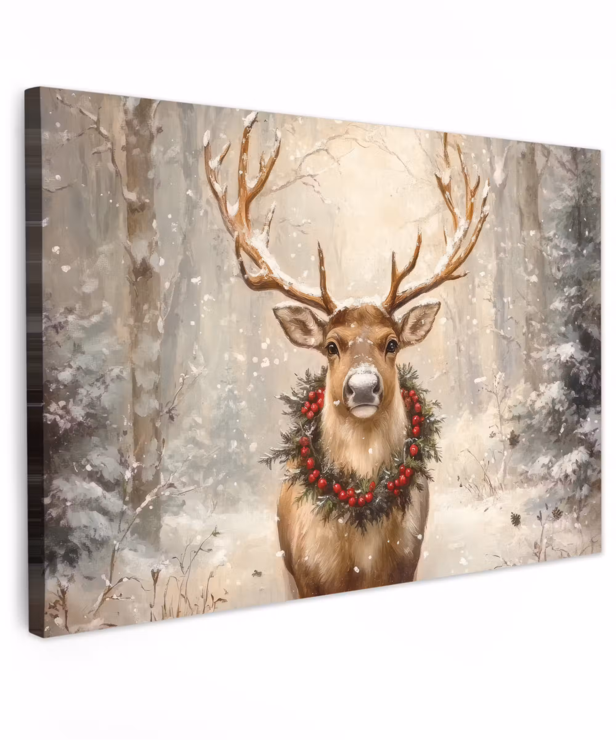 Canvas Print - Christmas - Reindeer - Winter - Wreath
