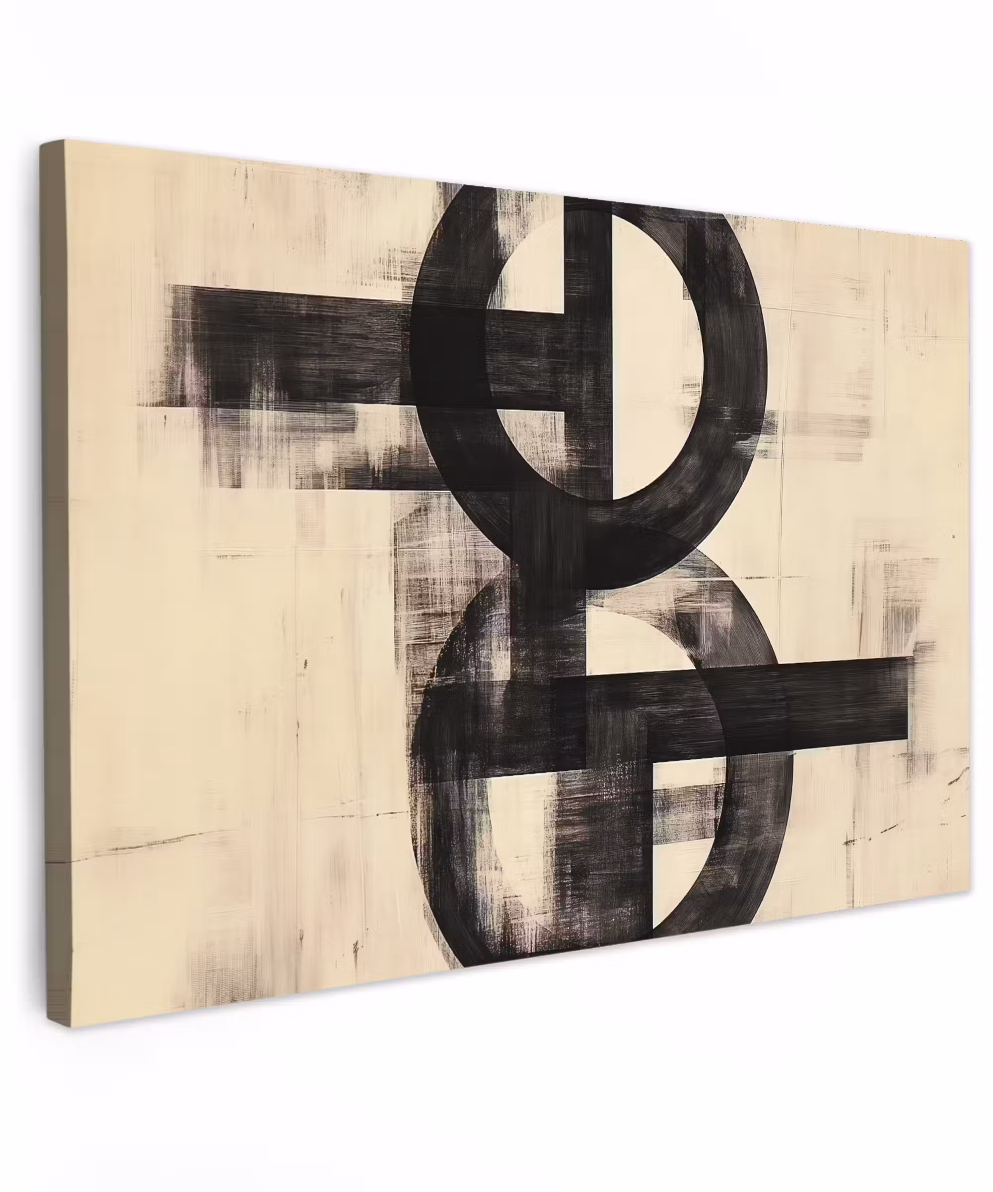 Canvas Print - Circles - Bars - Black - Abstract