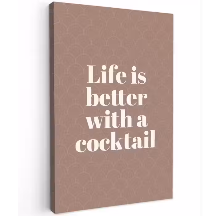Cocktail - Tekst - Patroon - Wit canvas 2cm klein -z3d