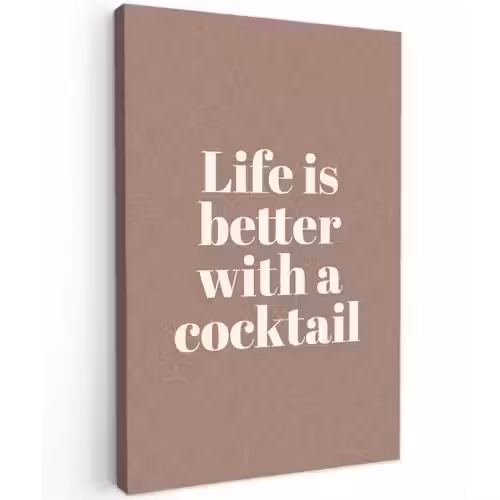 Cocktail - Tekst - Patroon - Wit canvas 2cm klein -z3d