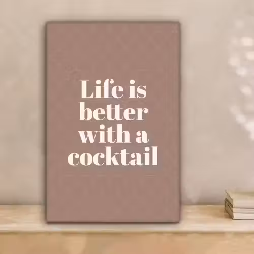 Cocktail - Tekst - Patroon - Wit canvas 2cm klein -sfeer1