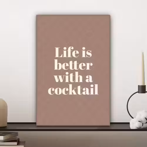 Cocktail - Tekst - Patroon - Wit canvas 2cm klein -sfeer6