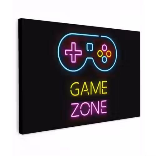Controller - Game - Neon - Zwart - Quotes - Game zone canvas 2cm klein -z3d