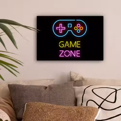 Controller - Game - Neon - Zwart - Quotes - Game zone canvas 2cm klein -sfeer1