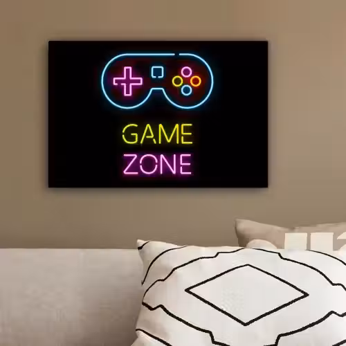 Controller - Game - Neon - Zwart - Quotes - Game zone canvas 2cm klein -sfeer3