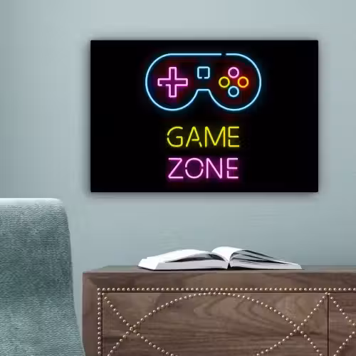 Controller - Game - Neon - Zwart - Quotes - Game zone canvas 2cm klein -sfeer4