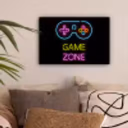 Controller - Game - Neon - Zwart - Quotes - Game zone canvas 2cm klein -sfeer1