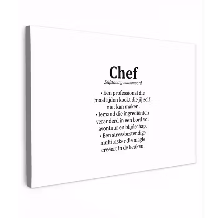 Kok - Definitie - Chef - Koken - Keuken - Spreuken - Woordenboek canvas 2cm klein -z3d