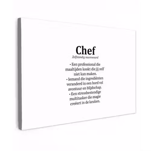 Kok - Definitie - Chef - Koken - Keuken - Spreuken - Woordenboek canvas 2cm klein -z3d