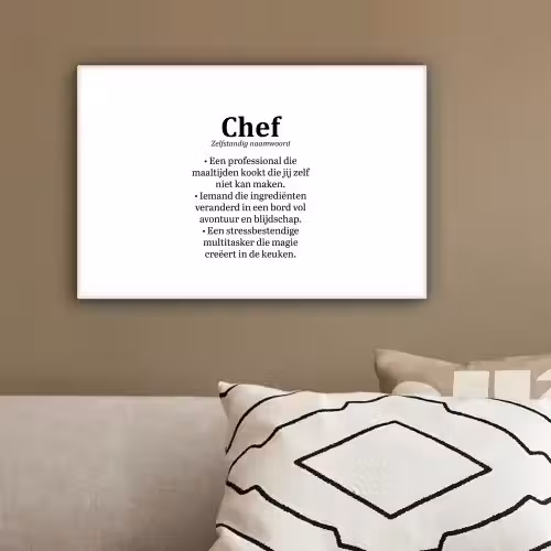 Kok - Definitie - Chef - Koken - Keuken - Spreuken - Woordenboek canvas 2cm klein -sfeer3