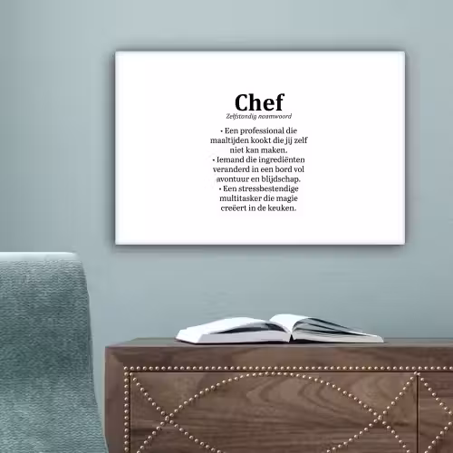 Kok - Definitie - Chef - Koken - Keuken - Spreuken - Woordenboek canvas 2cm klein -sfeer4