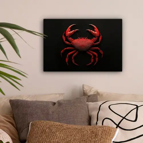 Krab - Rood - Vissen - Schaaldieren canvas 2cm klein -sfeer1