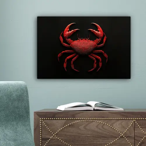 Krab - Rood - Vissen - Schaaldieren canvas 2cm klein -sfeer4
