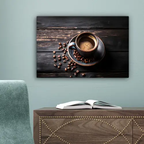 Kop - Koffie - Hout - Bonen canvas 2cm klein -sfeer4