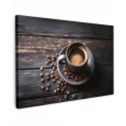Kop - Koffie - Hout - Bonen canvas 2cm klein -z3d