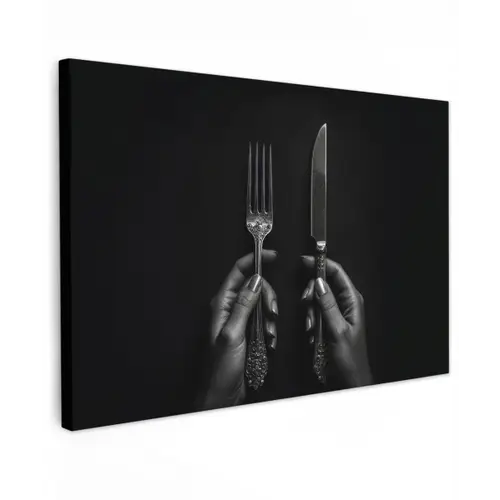 Bestek - Zwart - Wit canvas 2cm klein -z3d