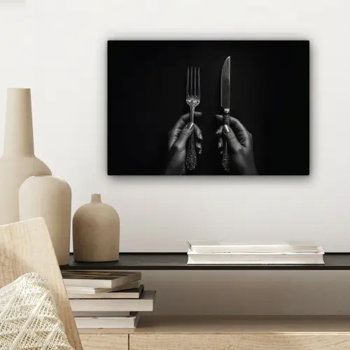 Bestek - Zwart - Wit canvas 2cm klein -sfeer6