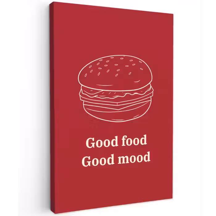 Dieprood - Lijntekening - Tekst - Hamburger canvas 2cm klein -z3d