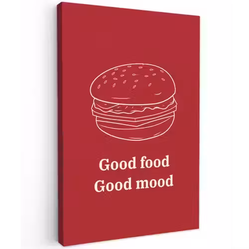Dieprood - Lijntekening - Tekst - Hamburger canvas 2cm klein -z3d