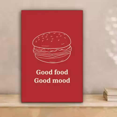 Dieprood - Lijntekening - Tekst - Hamburger canvas 2cm klein -sfeer1