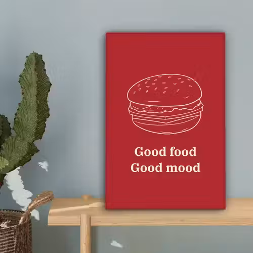 Dieprood - Lijntekening - Tekst - Hamburger canvas 2cm klein -sfeer4