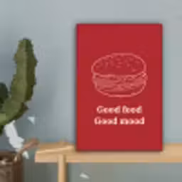 Dieprood - Lijntekening - Tekst - Hamburger canvas 2cm klein -sfeer4