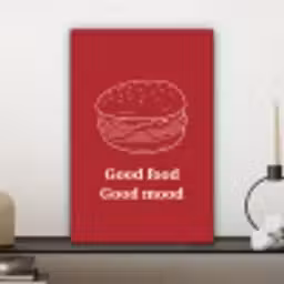 Dieprood - Lijntekening - Tekst - Hamburger canvas 2cm klein -sfeer6