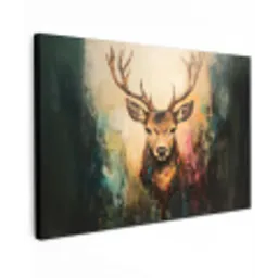 Hert - Geverfd - Gewei - Bruin canvas 2cm klein -z3d