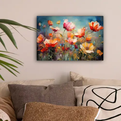 Bloemen - Watercolor - Kunst - Botanisch - Natuur canvas 2cm klein -sfeer1