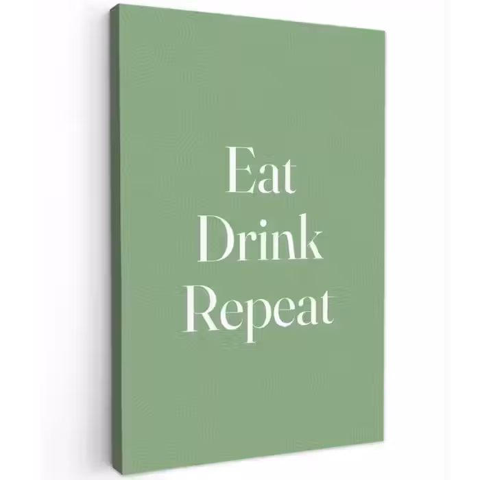Eten - Drinken - Tekst - Mintgroen canvas 2cm klein -z3d