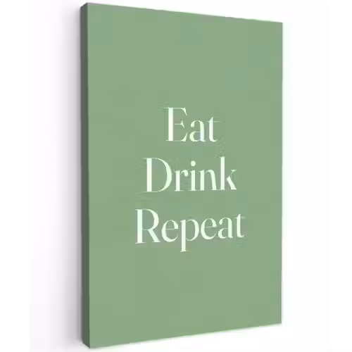 Eten - Drinken - Tekst - Mintgroen canvas 2cm klein -z3d