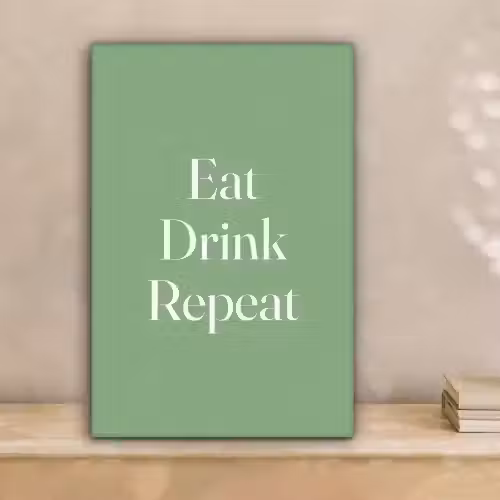 Eten - Drinken - Tekst - Mintgroen canvas 2cm klein -sfeer1