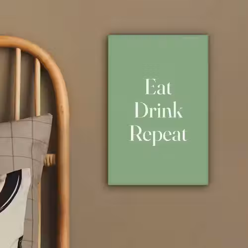Eten - Drinken - Tekst - Mintgroen canvas 2cm klein -sfeer3