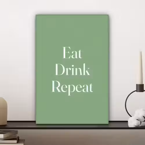 Eten - Drinken - Tekst - Mintgroen canvas 2cm klein -sfeer6