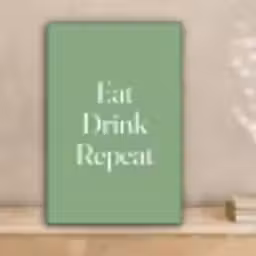 Eten - Drinken - Tekst - Mintgroen canvas 2cm klein -sfeer1
