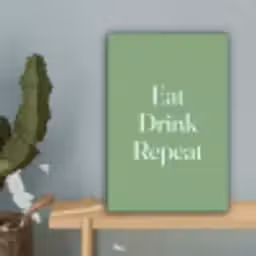 Eten - Drinken - Tekst - Mintgroen canvas 2cm klein -sfeer4