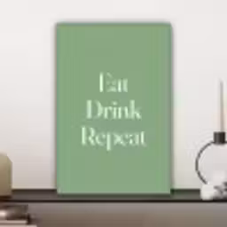 Eten - Drinken - Tekst - Mintgroen canvas 2cm klein -sfeer6