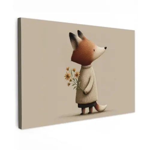 Vos - Gele bloemen - Minimalistisch canvas 2cm klein -z3d