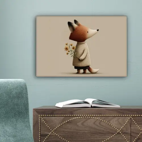 Vos - Gele bloemen - Minimalistisch canvas 2cm klein -sfeer4