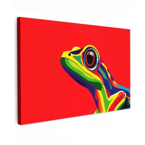 Kikker - Kleurrijk - Strepen - Ogen canvas 2cm klein -z3d