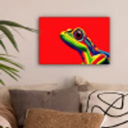 Kikker - Kleurrijk - Strepen - Ogen canvas 2cm klein -sfeer1