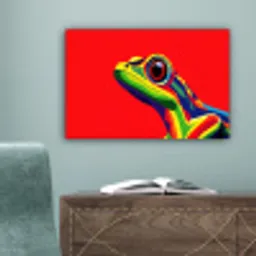 Kikker - Kleurrijk - Strepen - Ogen canvas 2cm klein -sfeer4