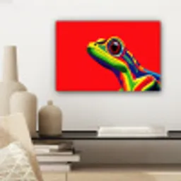Kikker - Kleurrijk - Strepen - Ogen canvas 2cm klein -sfeer6